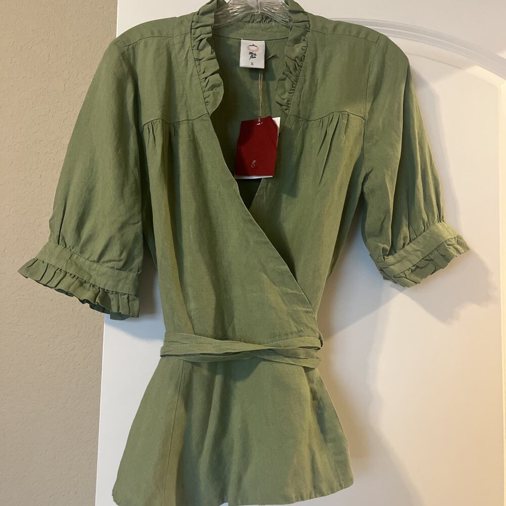 Son De Flor Carmen Wrap Blouse Evergreen Size S